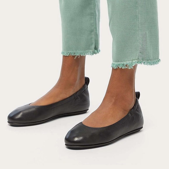 Fitflop Allegro Soft Leather Ballet Flats in Black - Size 9 - Picture 1 of 10